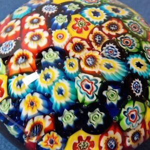 Large Millefiori Paperweight Art Glass Murano Style Multiple Colors Cottagecore